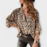 Daniela - Blusa moderna con estampado de leopardo