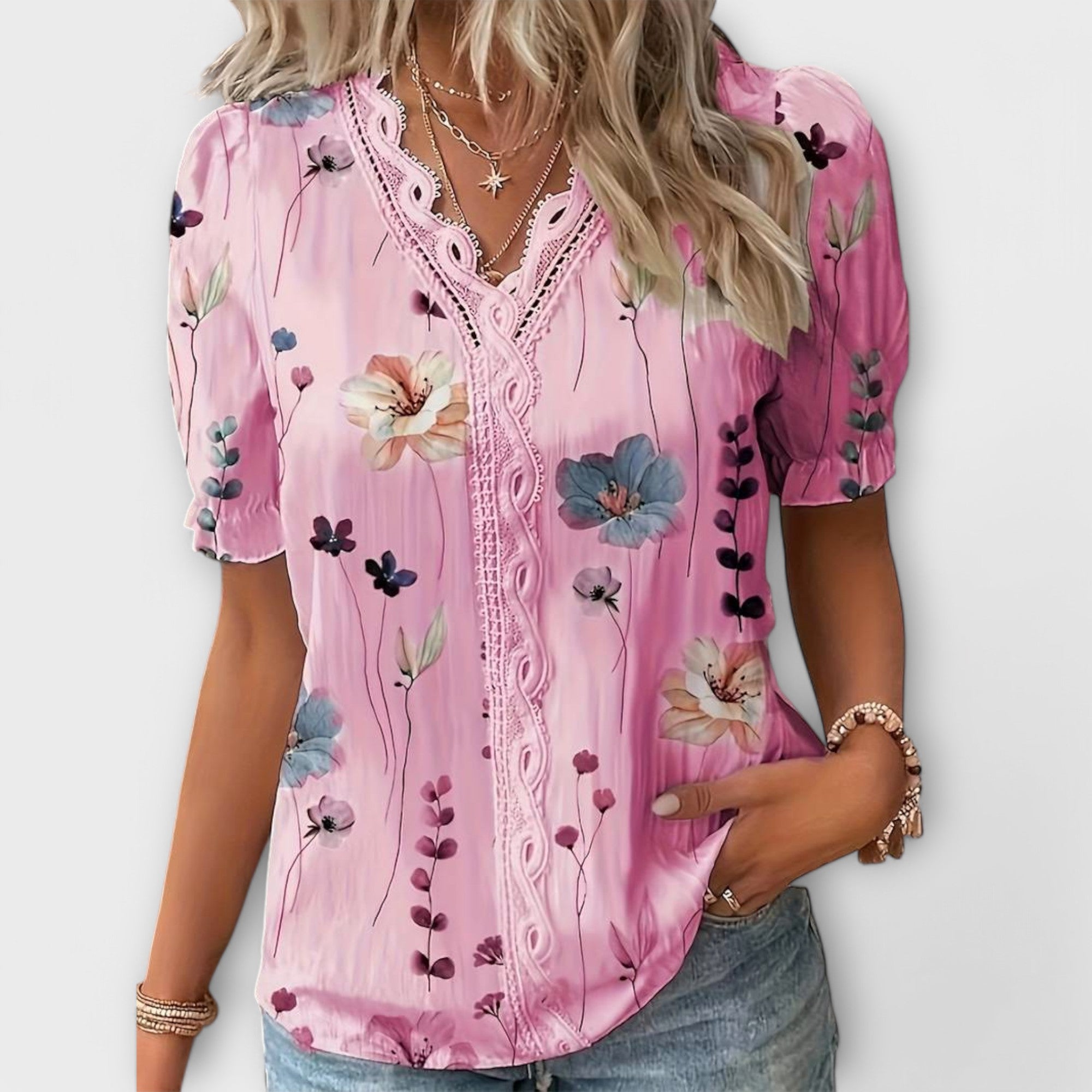 Paula - Elegante blusa con escote en pico