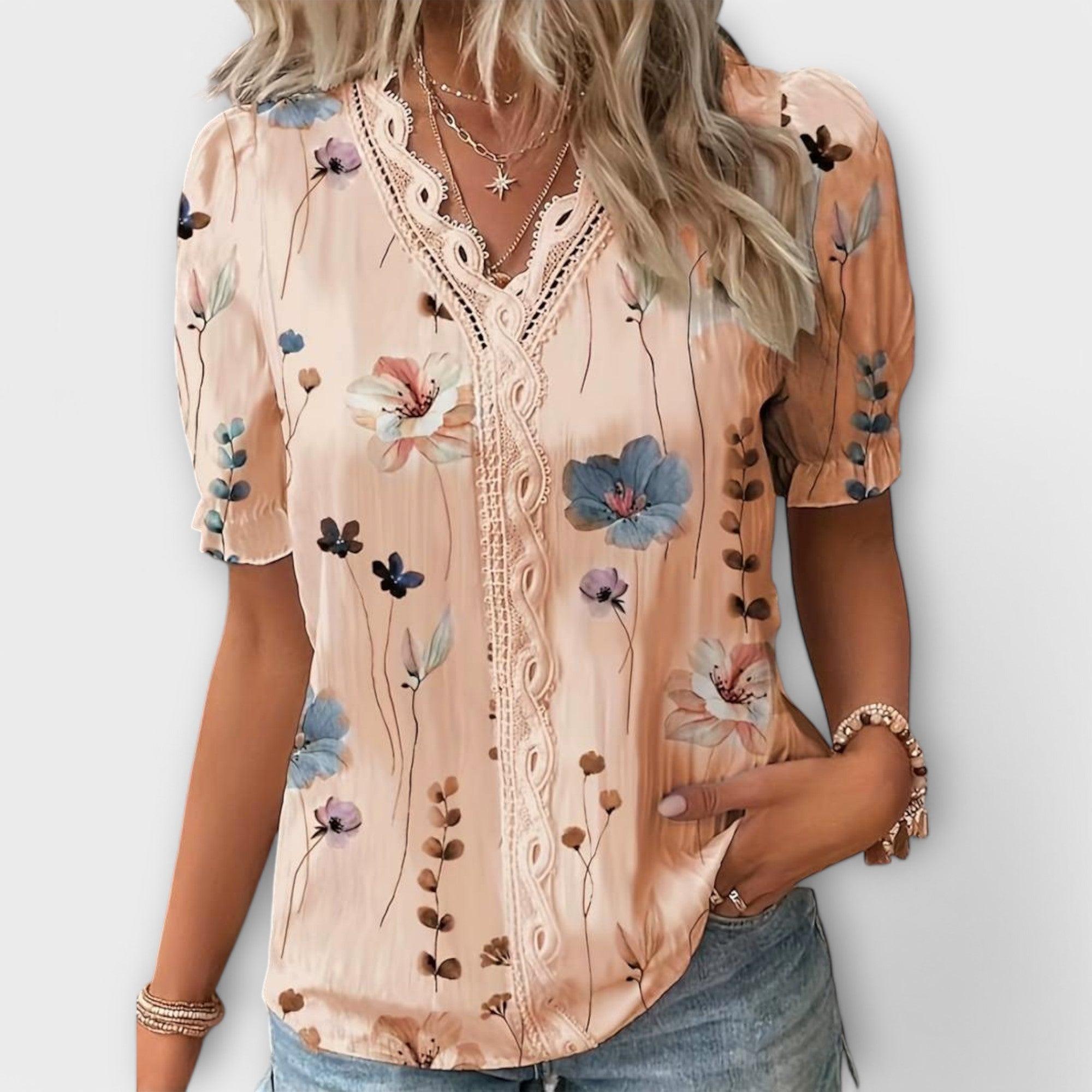 Paula - Elegante blusa con escote en pico