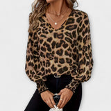 Elena - Elegante blusa con estampado de leopardo