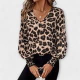 Elena - Elegante blusa con estampado de leopardo